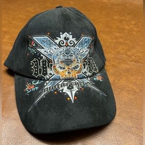 Harley-Davidson Graphic Skull Adjustable Hat with Studs & Rhinestones Women’s OS